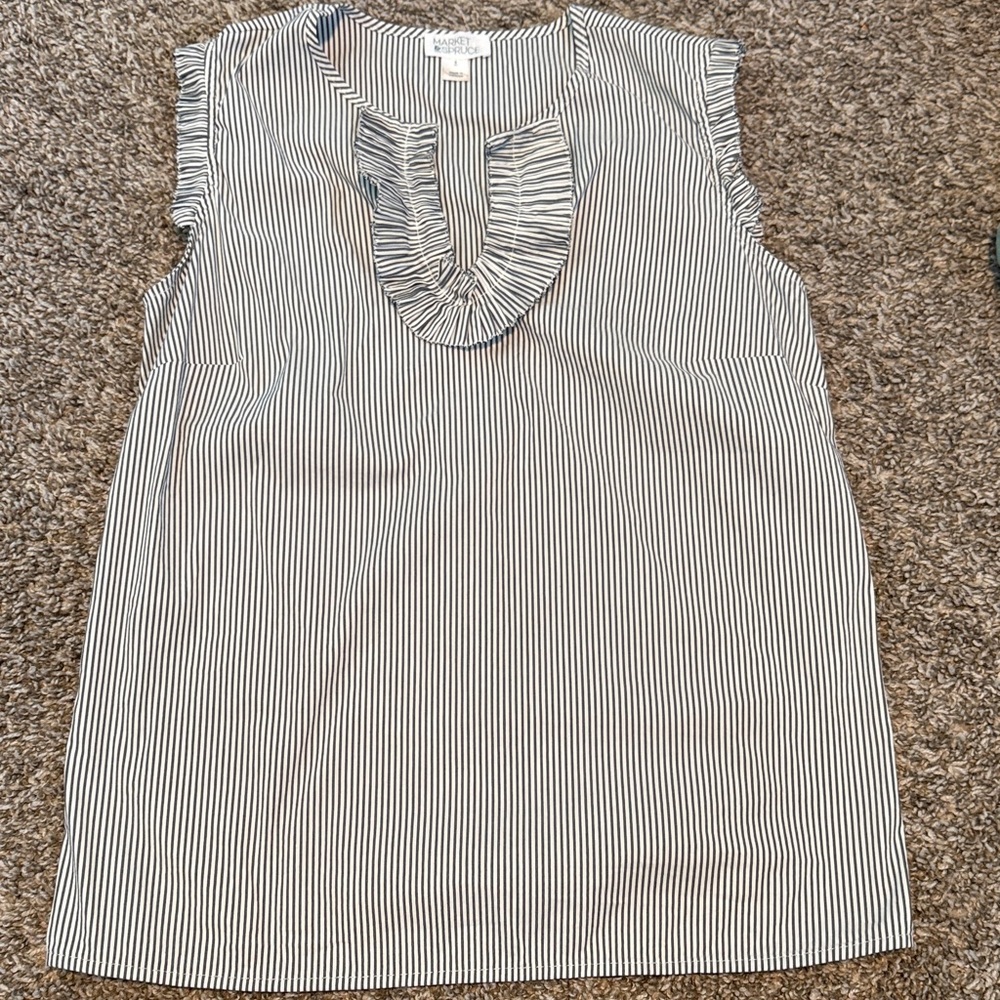Market & Spruce Black and White Striped Blouse
